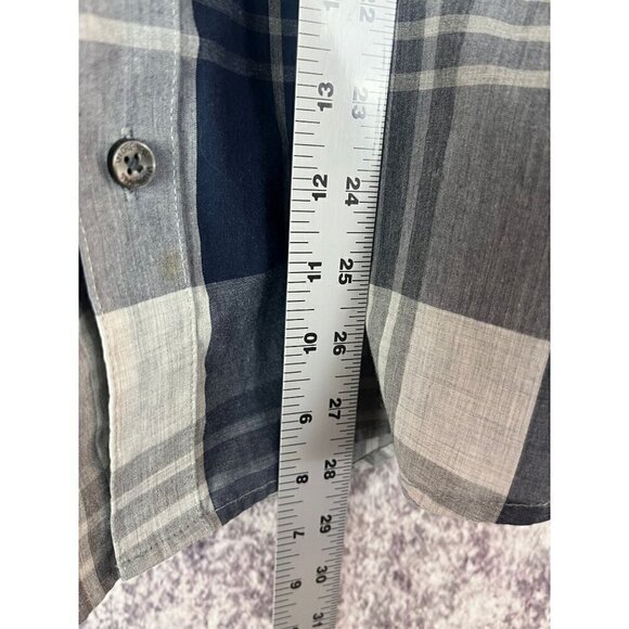 Van Heusen Originals Slim Fit Blue Gray Plaid button Down Dress Shirt Mens M - Picture 6 of 11